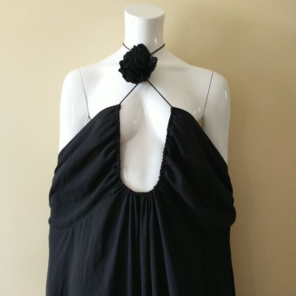 For Love And Lemons Desiree Dress Gown 2X Black Halter Maxi Ruffle Formal New - Picture 4 of 12